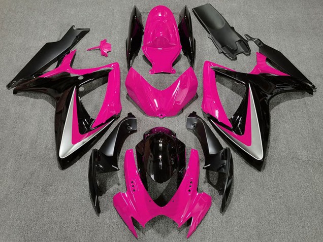 2006-2007 Suzuki GSXR 600 / GSXR 750 Motorcycle Fairings - Pink Silver Glossy Black OEM Style UK