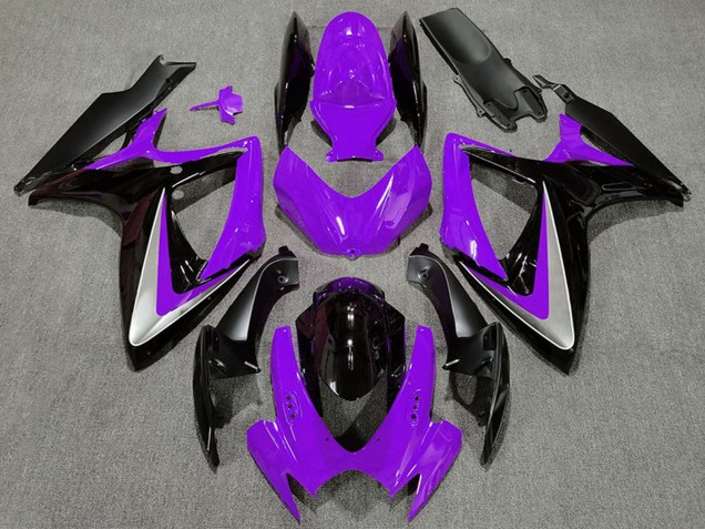 2006-2007 Suzuki GSXR 600 / GSXR 750 Motorcycle Fairings - Purple Silver Glossy Black OEM Style UK