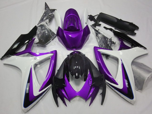 2006-2007 Suzuki GSXR 600 / GSXR 750 Motorcycle Fairings - Purple White Glossy Black UK