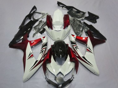 Best 2008-2010 Suzuki GSXR 600 / GSXR 750 Motorcycle Fairings - White Red Glossy Black UK