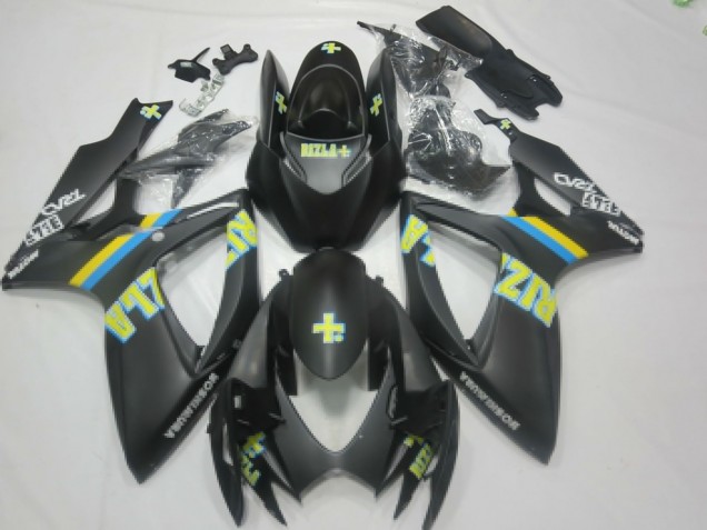 2006-2007 Suzuki GSXR 600 / GSXR 750 Motorcycle Fairings - Matte Black Blue Yellow Rizla UK