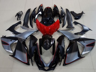 Best 2011-2024 Suzuki GSXR 600 / GSXR 750 Motorcycle Fairings - Grey Red Glossy Black UK