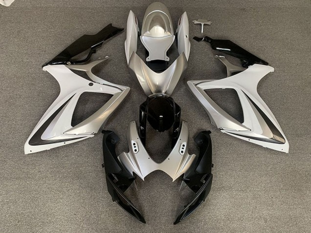 2006-2007 Suzuki GSXR 600 / GSXR 750 Motorcycle Fairings - Silver White Glossy Black OEM Style UK
