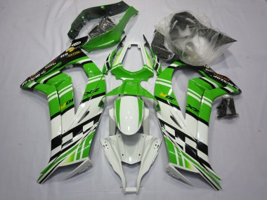 Best 2011-2015 Kawasaki ZX10R Motorcycle Fairing - White Green Yellow Black Maxxis Dunlop UK