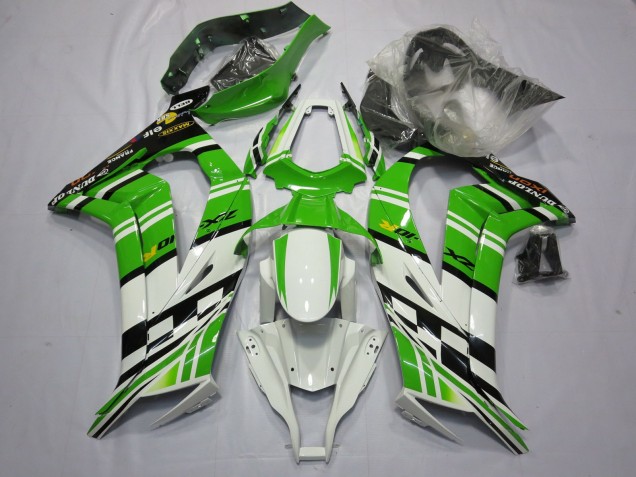 2011-2015 Kawasaki ZX10R Motorcycle Fairing - White Green Yellow Black Maxxis Dunlop UK