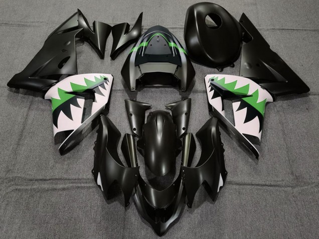 2004-2005 Kawasaki ZX10R Motorcycle Fairings - Matte Black and Green UK