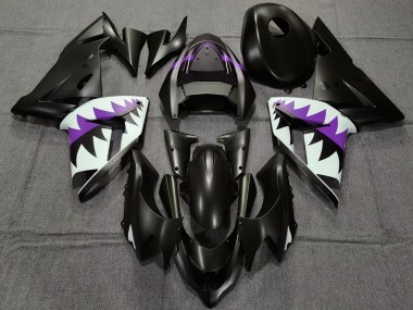 Best 2004-2005 Kawasaki ZX10R Motorcycle Fairings - Matte Black and Purple Shark UK