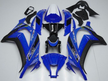 Best 2011-2015 Kawasaki ZX10R Motorcycle Fairings - White Blue Glossy Black OEM Style UK