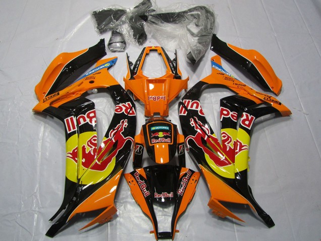 2011-2015 Kawasaki ZX10R Motorcycle Fairings - Orange Yellow Glossy Black Red bull UK