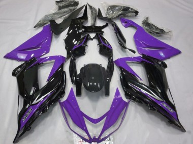 Best 2013-2018 Kawasaki ZX6R Motorcycle Fairings - Purple Glossy Black UK
