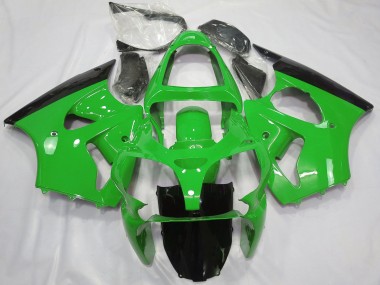 Best 2000-2002 Kawasaki ZX6R Motorcycle Fairings - Green Glossy Black UK