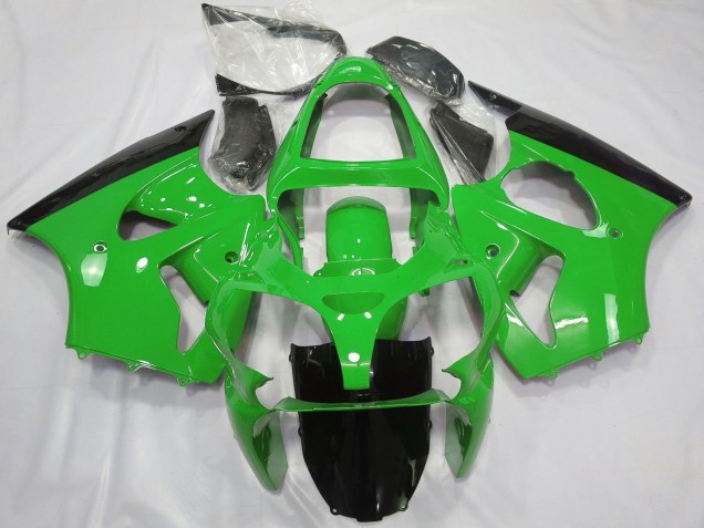 2000-2002 Kawasaki ZX6R Motorcycle Fairings - Green Glossy Black UK