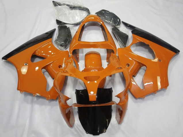 2000-2002 Kawasaki ZX6R Motorcycle Fairings - Orange Glossy Black UK