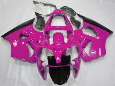 Best 2000-2002 Kawasaki ZX6R Motorcycle Fairings - Pink Glossy Black UK
