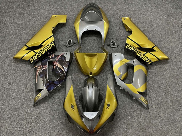 2005-2006 Kawasaki ZX6R Motorcycle Fairings - Gold Silver UK