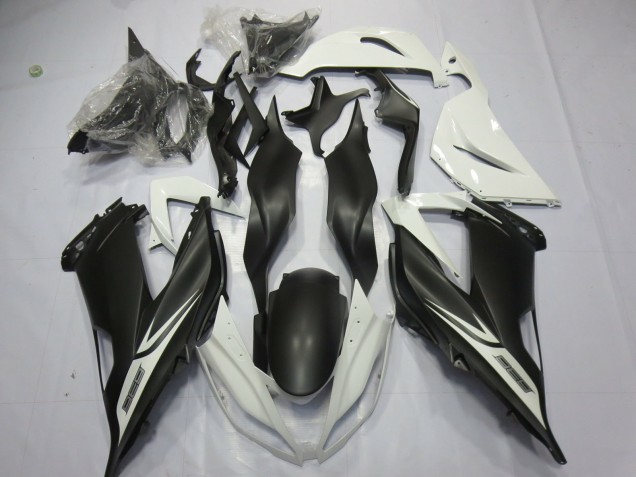 2013-2018 Kawasaki ZX6R Motorcycle Fairings - White Matte Black UK