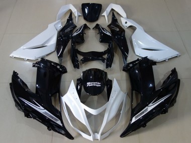 Best 2013-2018 Kawasaki ZX6R Motorcycle Fairing - White Glossy Black UK