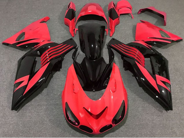 2006-2011 Kawasaki ZX14R Motorcycle Fairing - Red Glossy Black UK