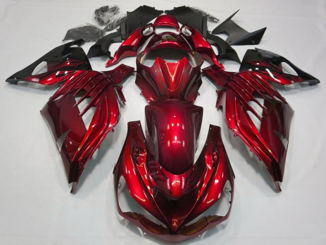 2012-2024 Kawasaki ZX14R Motorcycle Fairing - Red Glossy Black UK