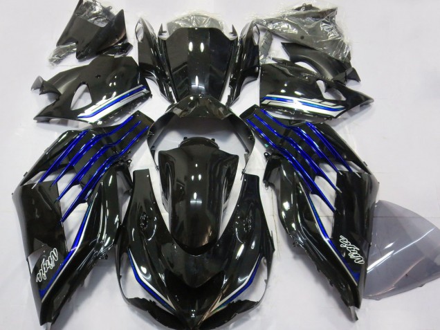 2012-2024 Kawasaki ZX14R Motorcycle Fairings - Glossy Black Blue UK
