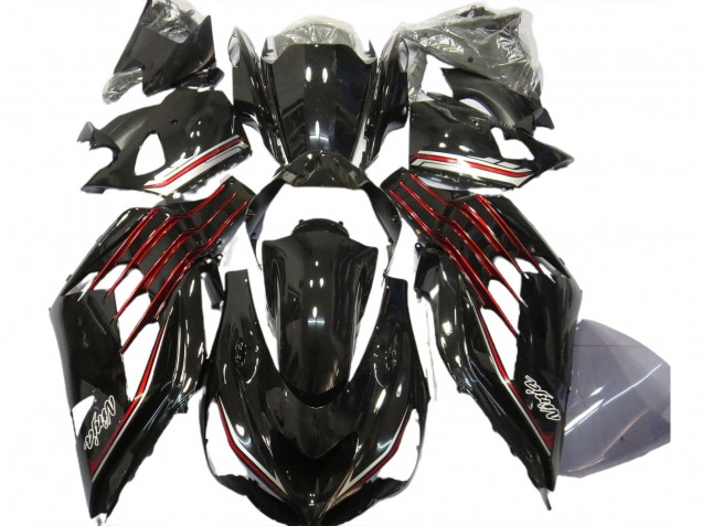 2012-2024 Kawasaki ZX14R Motorcycle Fairings - Glossy Black Red UK