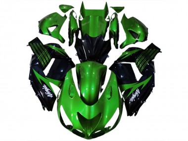 Best 2006-2011 Kawasaki ZX14R Motorcycle Fairing - Green Glossy Black White Ninja UK