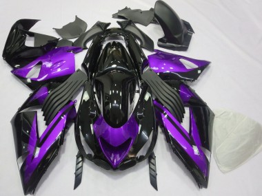 Best 2006-2011 Kawasaki ZX14R Motorcycle Fairings - Purple Glossy Black UK