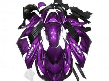 Best 2006-2011 Kawasaki ZX14R Motorcycle Fairings - Purple Black Flame White Ninja UK