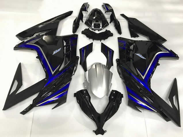2013-2024 Kawasaki Ninja 300 Motorcycle Fairings - Glossy Black Blue UK