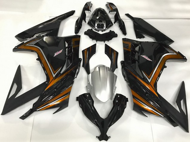 2013-2024 Kawasaki Ninja 300 Motorcycle Fairings - Glossy Black Orange UK