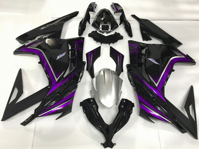 2013-2024 Kawasaki Ninja 300 Motorcycle Fairings - Glossy Black Purple UK
