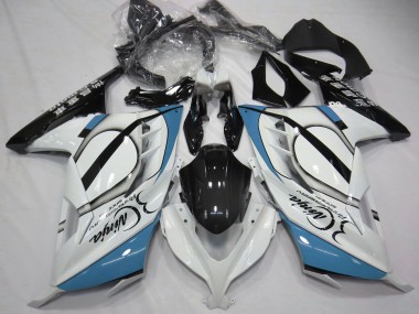 Best 2013-2024 Kawasaki Ninja 300 Motorcycle Fairings - Glossy White Light Blue Black UK