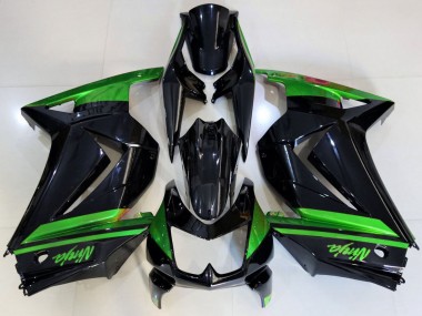 Best 2008-2012 Kawasaki Ninja 250 Motorcycle Fairings - Green Glossy Black UK