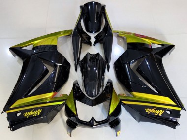 Best 2008-2012 Kawasaki Ninja 250 Motorcycle Fairings - Glossy Black Yellow UK