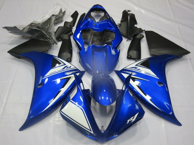 2012-2014 Yamaha R1 Motorcycle Fairings - Blue White Matte Black UK