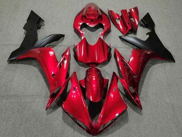 2004-2006 Yamaha R1 Motorcycle Fairings - Candy Red Matte Black UK
