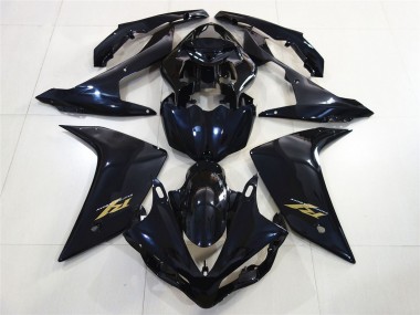 Best 2007-2008 Yamaha R1 Motorcycle Fairings - Glossy Black Dark Blue Gold Decal UK