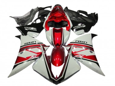 Best 2012-2014 Yamaha R1 Motorcycle Fairings - White Red Black Layerd Semakin Didepan UK