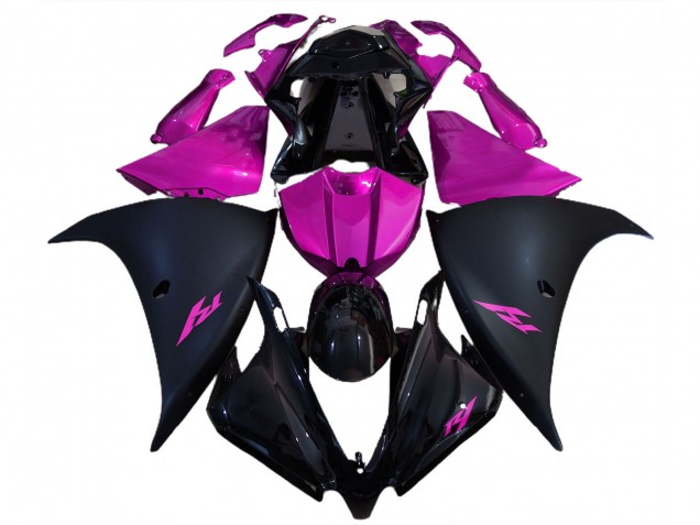 2012-2014 Yamaha R1 Motorcycle Fairings - Glossy Black Matte Black Pink UK