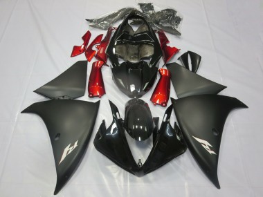 Best 2012-2014 Yamaha R1 Motorcycle Fairings - Glossy Black Matte Black Red UK