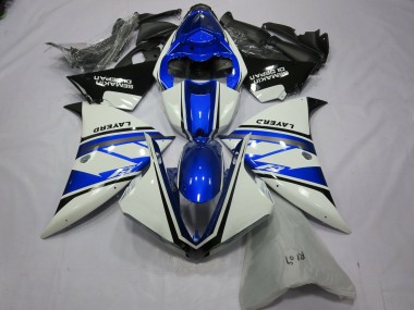 Best 2012-2014 Yamaha R1 Motorcycle Fairings - White Blue Black Layerd Semakin Didepan UK