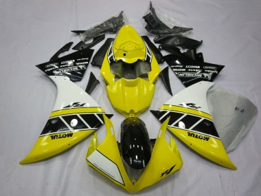Best 2012-2014 Yamaha R1 Motorcycle Fairings - White Yellow Glossy Black UK