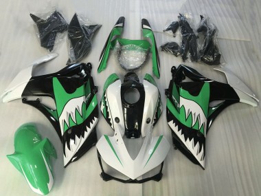 Best 2015-2018 Yamaha R3 Motorcycle Fairing - White Green Black Shark UK
