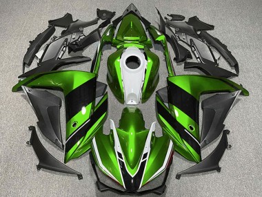 Best 2015-2018 Yamaha R3 Motorcycle Fairings - Green White Glossy Black UK
