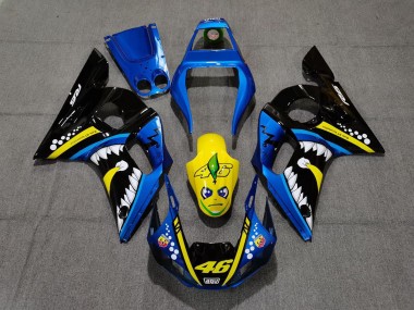 Best 1998-2002 Yamaha R6 Motorcycle Fairings - Blue Yellow Black Shark 46 UK