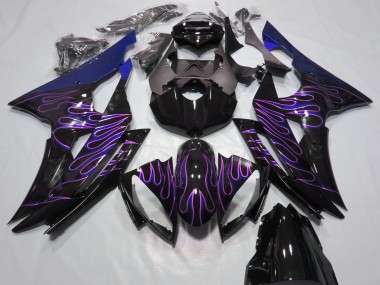 Best 2008-2016 Yamaha R6 Motorcycle Fairings - Blue Glossy Black Purple Flame UK