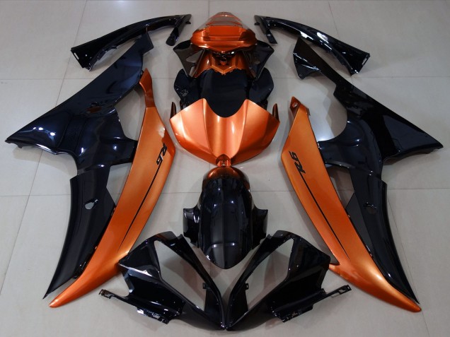 2008-2016 Yamaha R6 Motorcycle Fairings - Orange Glossy Black UK