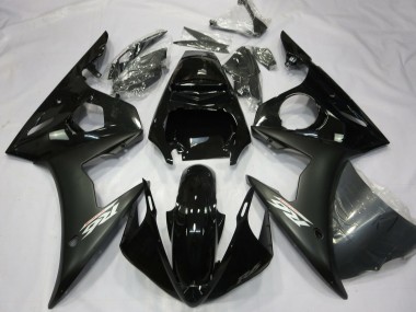 Best 2003-2004 Yamaha R6 Motorcycle Fairings - Glossy Black Matte Black White Decals UK
