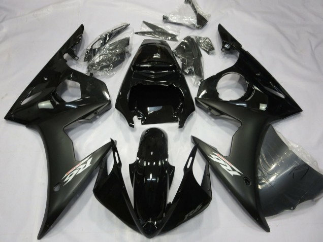 2003-2004 Yamaha R6 Motorcycle Fairings - Glossy Black Matte Black White Decals UK