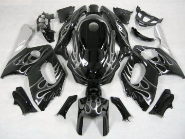 Best 1996-2007 Yamaha YZF600R Thundercat Motorcycle Fairings - Glossy Black Silver Flame UK